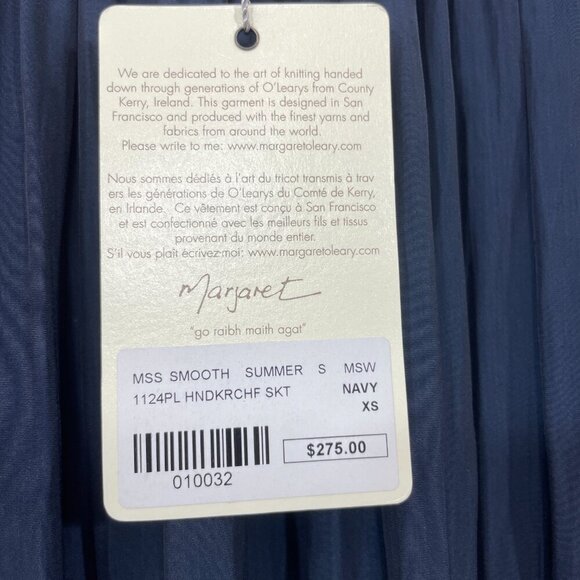 NWT Margaret O'Leary XS Navy Midi Handkerchief Skirt Elastic Waist Lagenlook NEW - Picture 4 of 7